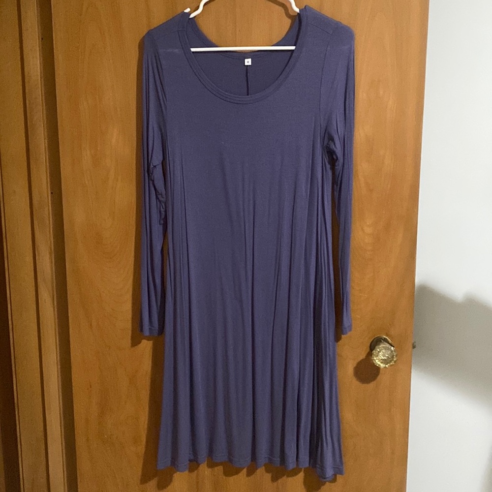 Womens Purple Long Sleeve Dress